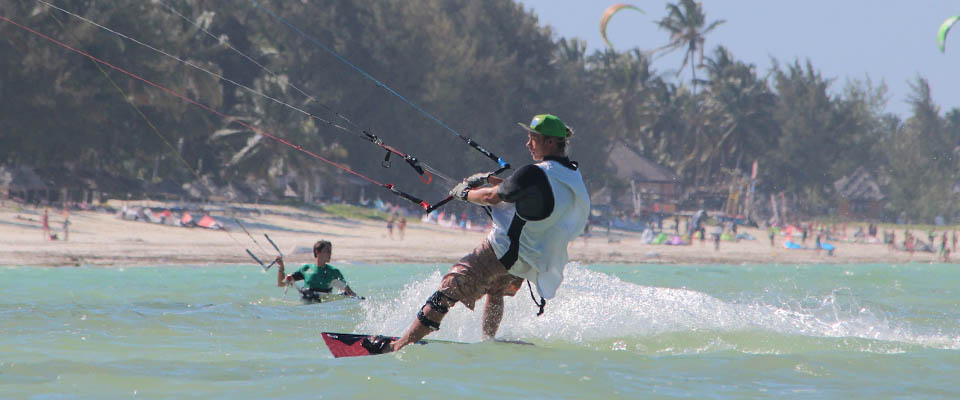 Kitesufer on Paje beach